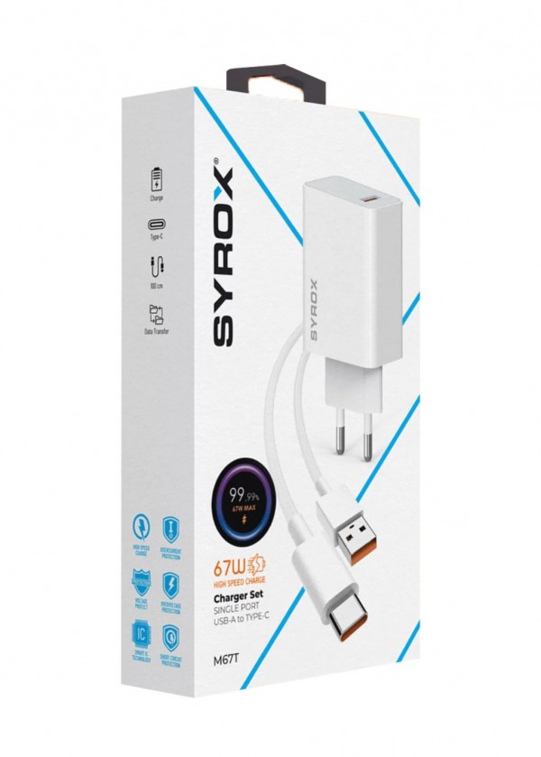 Syrox M67T Type-c Ev tipi Şarj Aleti